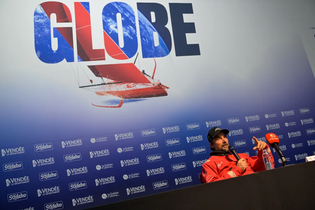 LES SABLES D'OLONNE, FRANCE - JANUARY 30, 2025 : Malizia - Seaexplorer skipper Boris Herrmann (GER) is photographed during his press conference after taking 12th place in the Vendee Globe, on January 30, 2025 in Les Sables d'Olonne, France - (Photo by Olivier Blanchet / Alea)