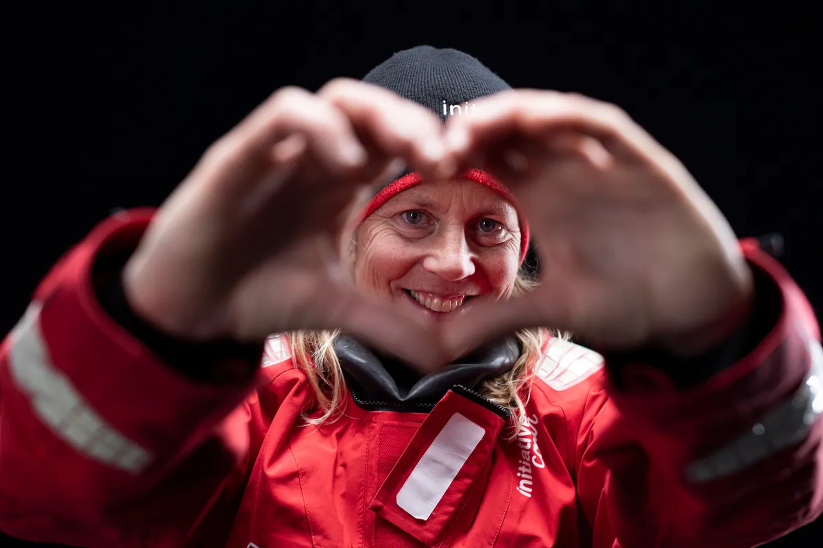 LES SABLES D'OLONNE, FRANCE - JANUARY 30, 2025 : Initiatives-Coeur skipper Sam Davies (GBR) is photographed in studio after taking 13th place in the Vendee Globe, on January 30, 2025 in Les Sables d'Olonne, France - (Photo by Lloyd Images / Alea)