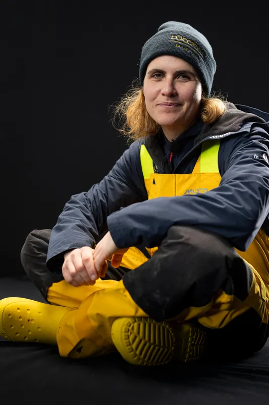 LES SABLES D’OLONNE, FRANCE - FEBRUARY 01, 2025 : L’Occitane en Provence skipper Clarisse Crémer (FRA) is photographed in studio after taking 11th place in the Vendee Globe, on February 01, 2025 in Les Sables d'Olonne, France - (Photo by Lloyd Images / Alea)