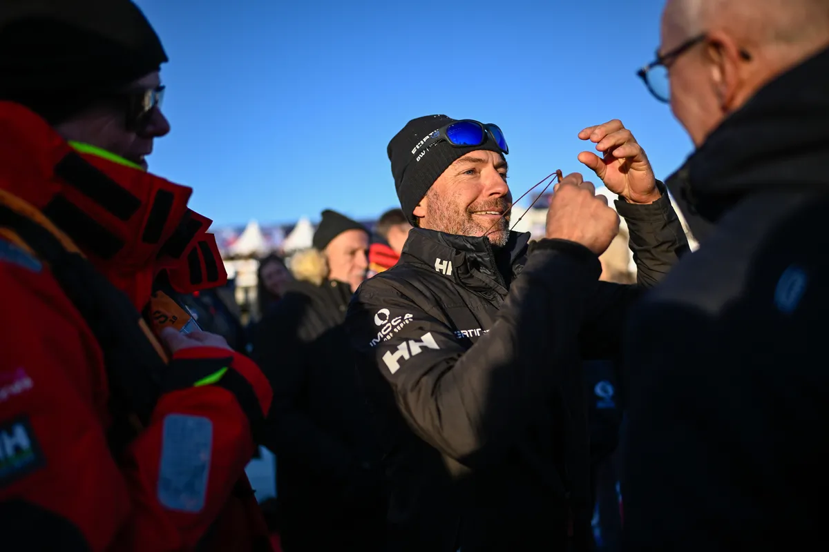 LES SABLES D’OLONNE, FRANCE - FEBRUARY 02, 2025 : Fortinet - Best Western skipper Romain Attanasio (FRA) is photographed after taking 14th place in the Vendee Globe, on February 02, 2025 in Les Sables d'Olonne, France - (Photo by Jean-Louis Carli / Alea)