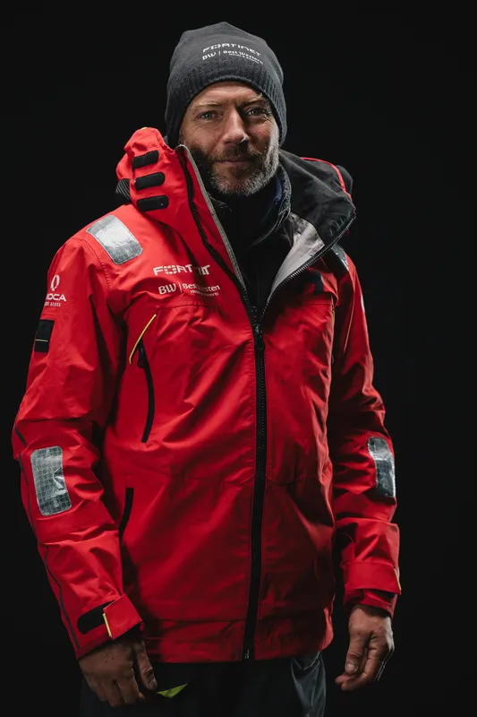 LES SABLES D'OLONNE, FRANCE - FEBRUARY 02, 2025 : Fortinet - Best Western skipper Romain Attanasio (FRA) is photographed in studio after taking 14th place in the Vendee Globe, on February 02, 2025 in Les Sables d'Olonne, France - (Photo by Jean-Louis Carli / Alea)
