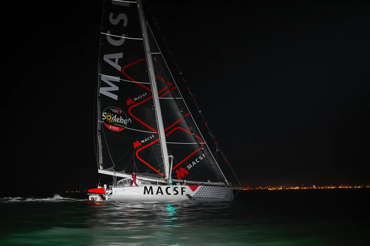 LES SABLES D’OLONNE, FRANCE - FEBRUARY 04, 2025 : MACSF skipper Isabelle Joschke (GER-FRA) is photographed after taking 19th place in the Vendee Globe, on February 04, 2025 in Les Sables d'Olonne, France - (Photo by Jean-Louis Carli / Alea)