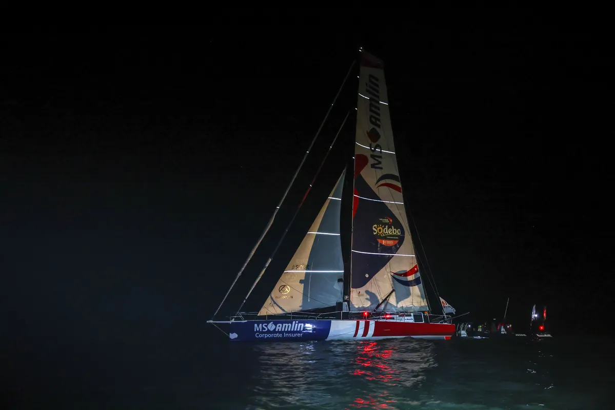 LES SABLES D’OLONNE, FRANCE - FEBRUARY 04, 2025 : MS Amlin skipper Conrad Colman (NZL) is photographed after taking 21st place in the Vendee Globe, on February 04, 2025 in Les Sables d'Olonne, France - (Photo by Jean-Marie Liot / Alea)