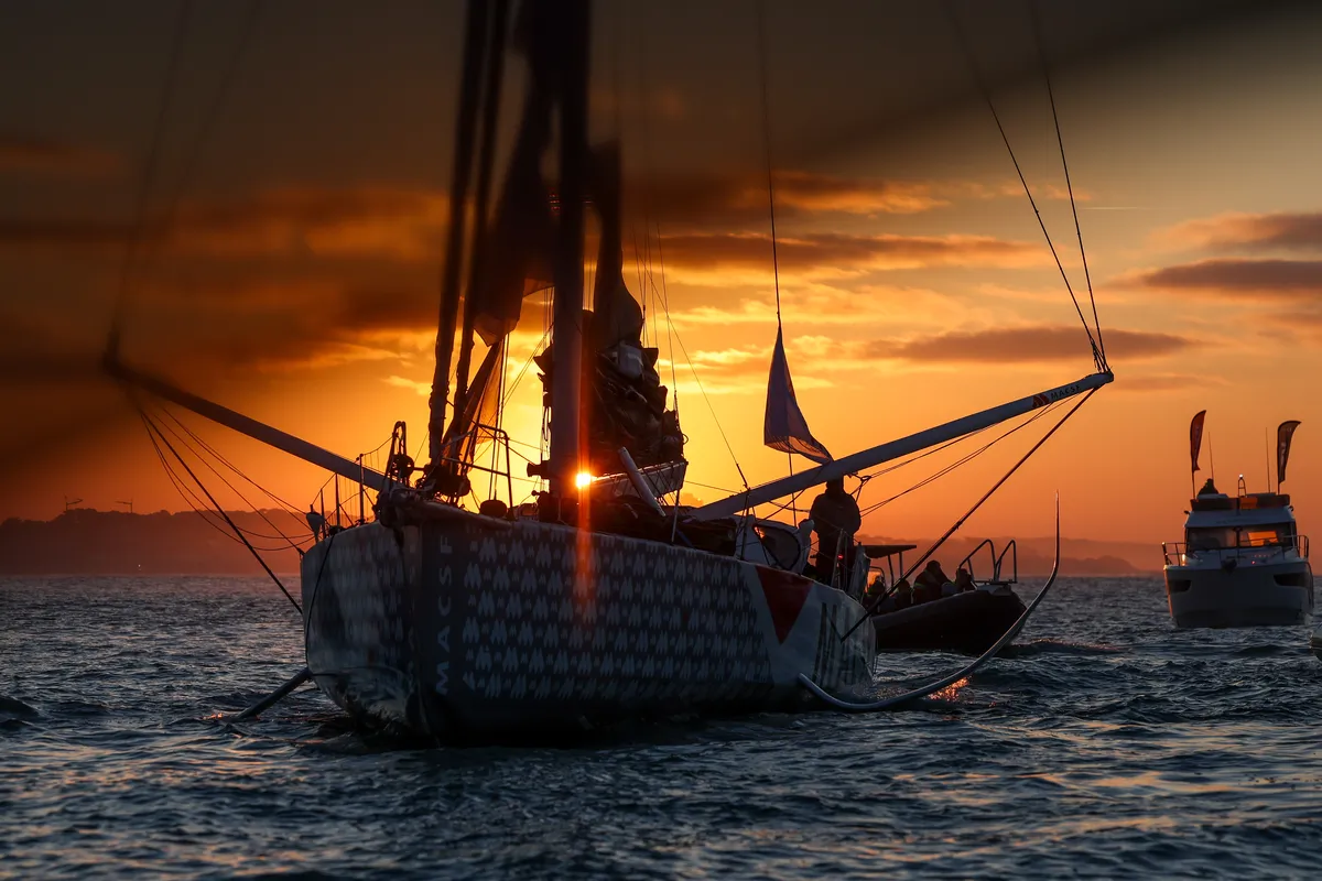 LES SABLES D’OLONNE, FRANCE - FEBRUARY 04, 2025 : MACSF skipper Isabelle Joschke (GER-FRA) is photographed in the channel after taking 19th place in the Vendee Globe, on February 04, 2025 in Les Sables d'Olonne, France - (Photo by Jean-Marie Liot / Alea)