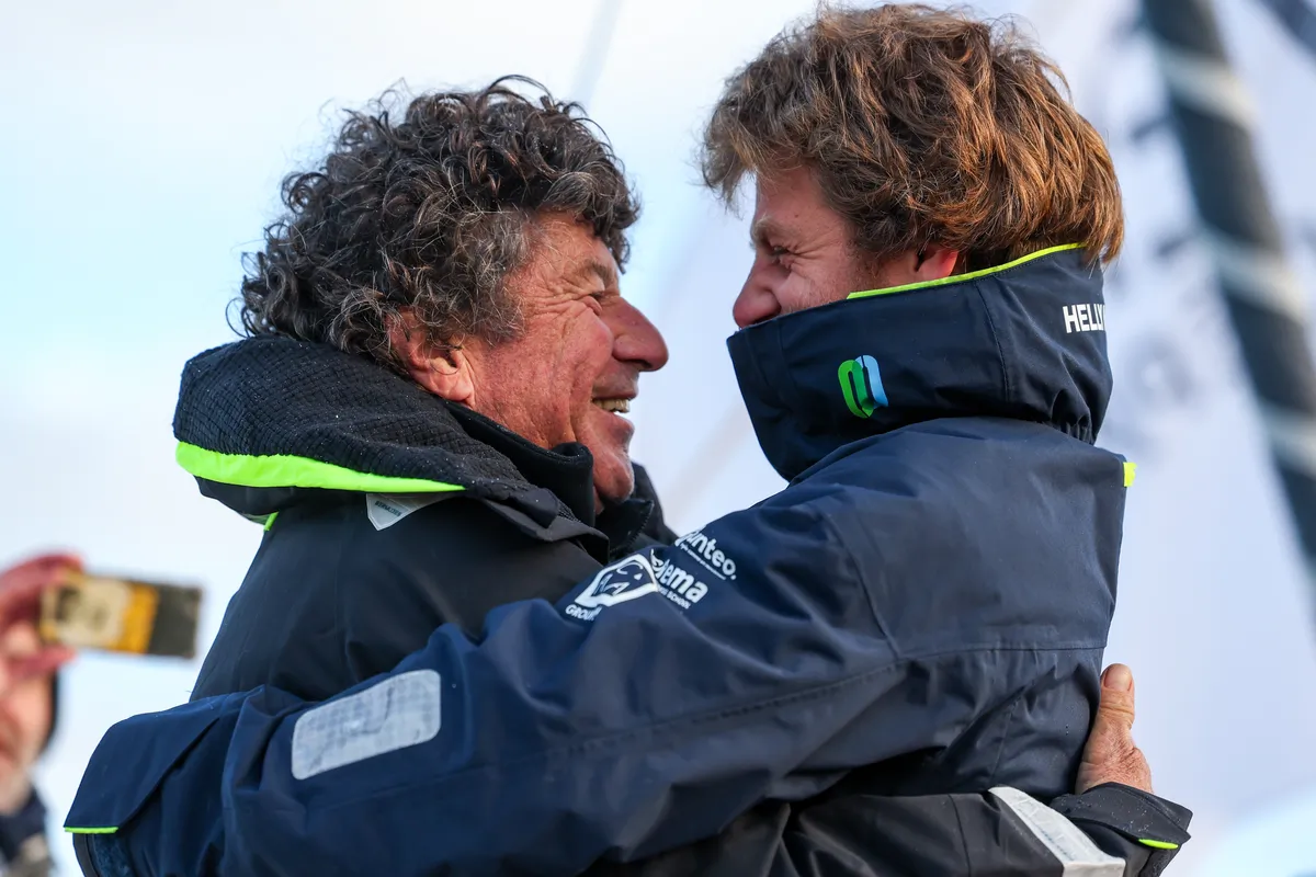 LES SABLES D’OLONNE, FRANCE - FEBRUARY 04, 2025 : Tout Commence en Finistère - Armor Lux skipper Jean le Cam (FRA) is photographed in the channel after taking 20th place in the Vendee Globe, on February 04, 2025 in Les Sables d'Olonne, France - (Photo by Jean-Marie Liot / Alea)