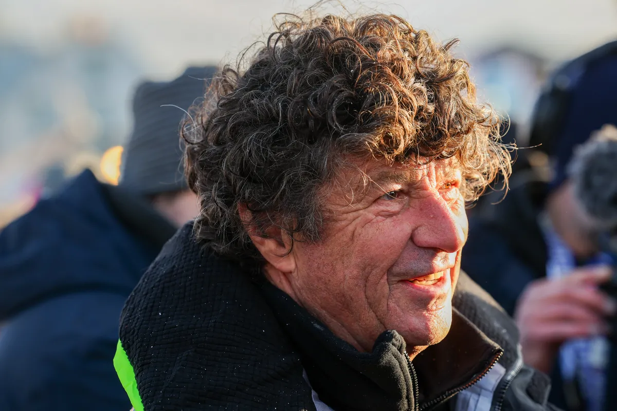 LES SABLES D’OLONNE, FRANCE - FEBRUARY 04, 2025 : Tout Commence en Finistère - Armor Lux skipper Jean le Cam (FRA) is photographed in the channel after taking 20th place in the Vendee Globe, on February 04, 2025 in Les Sables d'Olonne, France - (Photo by Jean-Marie Liot / Alea)