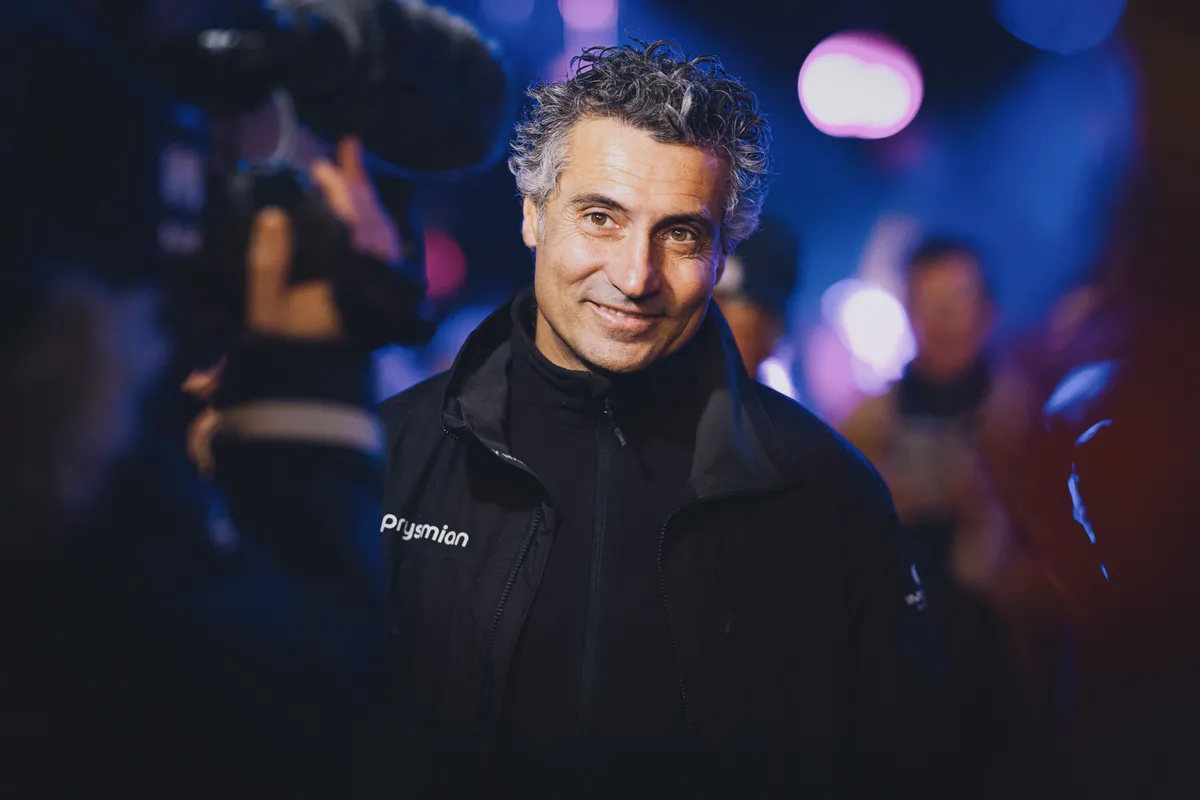 LES SABLES D'OLONNE, FRANCE - FEBRUARY 05, 2025 : Prysmian skipper Giancarlo Pedote (ITA) is photographed at the Skippers Finishers Club of the Vendee Globe, on February 05, 2025 in Les Sables d'Olonne, France - (Photo by Vincent Curutchet / Alea)