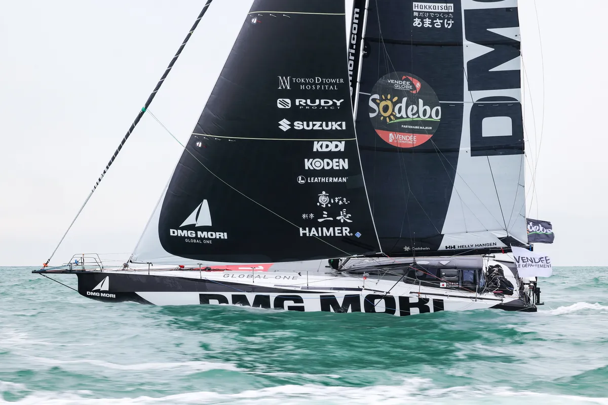 LES SABLES D'OLONNE, FRANCE - 09 FEVRIER 2025 : Le skipper de DMG MORI Global One Kojiro Shiraishi (JAP) est photographié après avoir pris la 24e place du Vendée Globe, le 09 février 2025 aux Sables d'Olonne, France - (Photo by Jean-Marie Liot / Alea)
