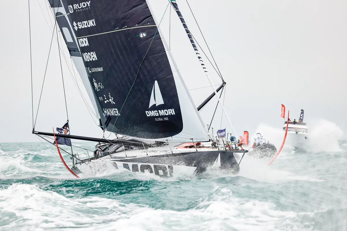 LES SABLES D'OLONNE, FRANCE - 09 FEVRIER 2025 : Le skipper de DMG MORI Global One Kojiro Shiraishi (JAP) est photographié après avoir pris la 24e place du Vendée Globe, le 09 février 2025 aux Sables d'Olonne, France - (Photo by Anne Beauge / Alea)