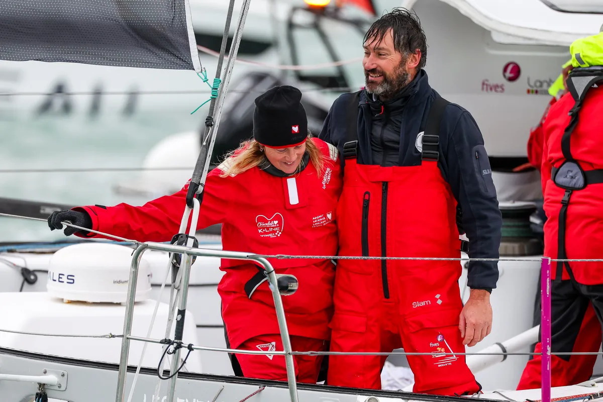LES SABLES D'OLONNE, FRANCE - 09 FEVRIER 2025 : Le skipper de Fives Group - Lantana Environnement Louis Duc (FRA) est photographié après avoir pris la 26ème place du Vendée Globe, le 09 février 2025 aux Sables d'Olonne, France - (Photo by Jean-Marie Liot / Alea)
