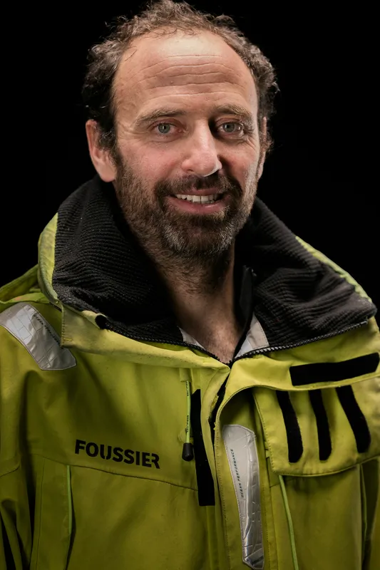 LES SABLES D'OLONNE, FRANCE - FEBRUARY 09, 2025 : FOUSSIER skipper Sébastien Marsset (FRA) is photographed in studio after taking 27th place in the Vendee Globe, on February 09, 2025 in Les Sables d'Olonne, France - (Photo by Jean-Marie LIOT / Alea)