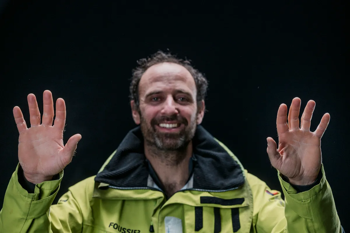 LES SABLES D'OLONNE, FRANCE - FEBRUARY 09, 2025 : FOUSSIER skipper Sébastien Marsset (FRA) is photographed in studio after taking 27th place in the Vendee Globe, on February 09, 2025 in Les Sables d'Olonne, France - (Photo by Jean-Marie LIOT / Alea)