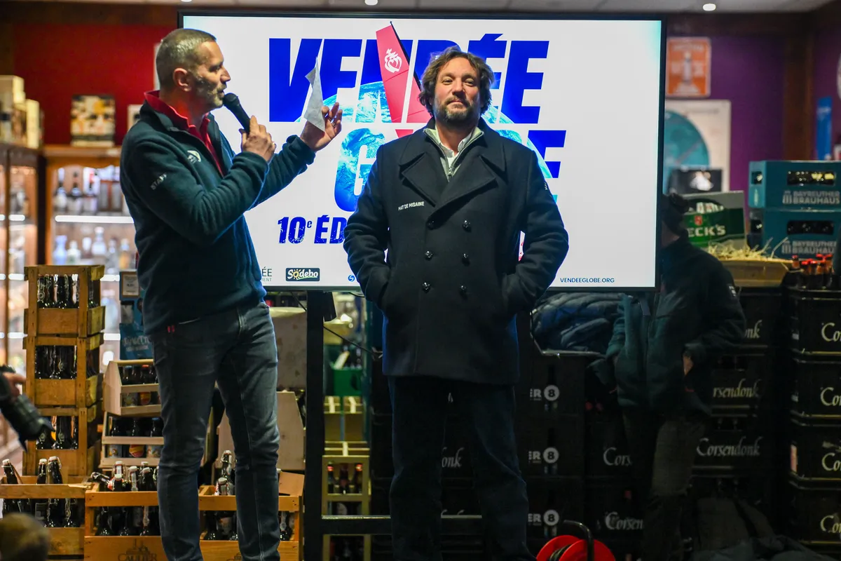 LES SABLES D'OLONNE, FRANCE - 15 FEVRIER 2025 : Le skipper de HUMAN Immobilier Antoine Cornic (FRA) est photographié au Skippers Finishers Club du Vendée Globe, le 15 février 2025 aux Sables d'Olonne, France - (Photo by Vincent Curutchet / Alea)