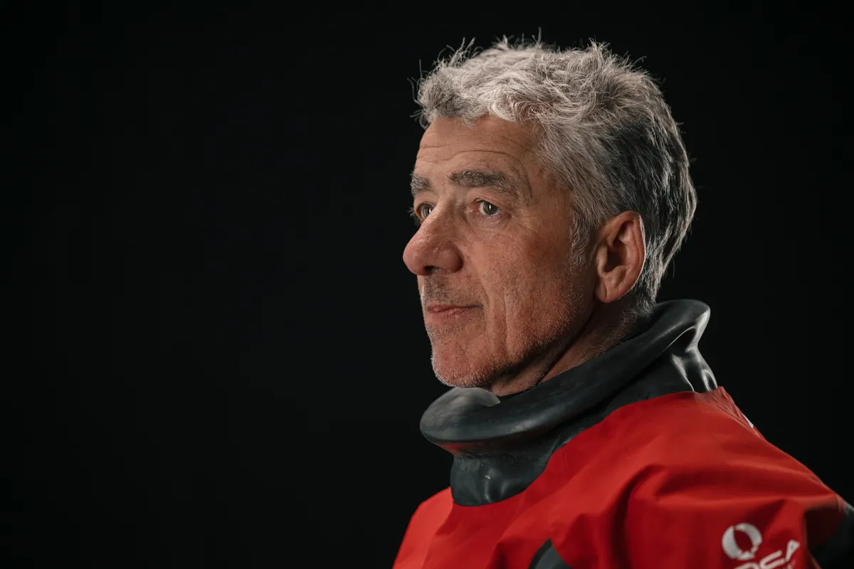 LES SABLES D'OLONNE, FRANCE - MARCH 01, 2025 : Coup de Pouce skipper Manuel Cousin (FRA) is photographed in studio after taking 31st place in the Vendee Globe, on March 01, 2025 in Les Sables d'Olonne, France - (Photo by Olivier Blanchet / Alea)