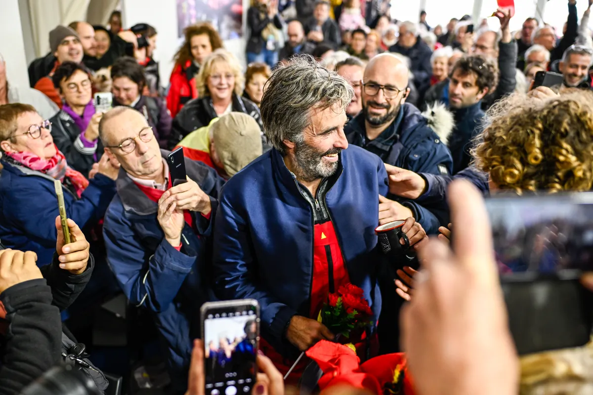 LES SABLES D’OLONNE, FRANCE - MARCH 08, 2025 : D’Ieteren Group skipper Denis Van Weynbergh (BEL) is photographed after taking last place in the Vendee Globe, 1 day after the finish line had been closed sport-wise, hence not being classified, on March 08, 2025 in Les Sables d'Olonne, France - (Photo by Jean-Louis Carli / Alea)