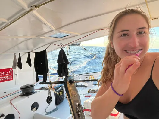 RACE, NOVEMBER 30, 2024 : Photo sent from the boat DeVenir during the Vendee Globe sailing race on November 30, 2024. (Photo by skipper Violette Dorange)
