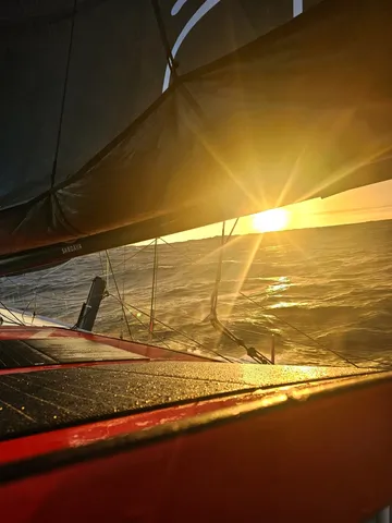 RACE, DECEMBER 14, 2024 : Photo sent from the boat D’Ieteren Group during the Vendee Globe sailing race on December 14, 2024. (Photo by skipper Denis Van Weynbergh)
sunrise