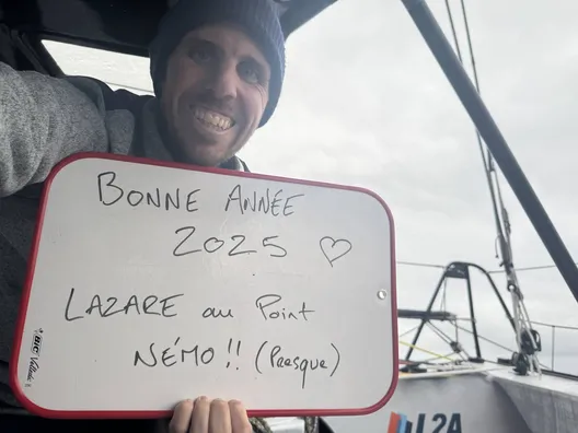 RACE, JANUARY 01, 2024 : Photo sent from the boat Lazare during the Vendee Globe sailing race on Janauary 01, 2024. (Photo by skipper Tanguy Le Turquais)
