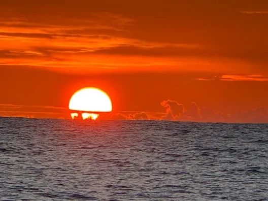 RACE, JANUARY 25, 2025 : Photo sent from the boat DMG MORI Global One during the Vendee Globe sailing race on January 25, 2025. (Photo by skipper Kojiro Shiraishi)
Sunset