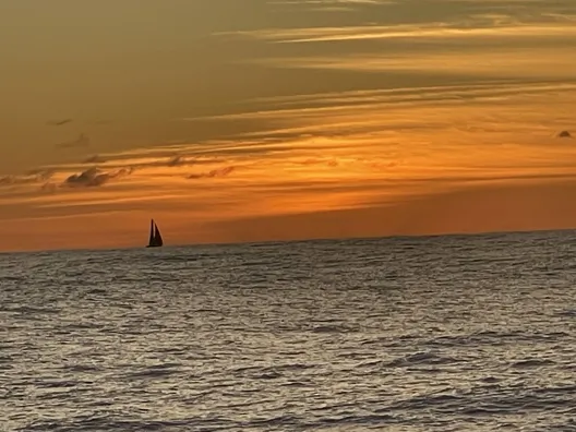 LE 29 DÉCEMBRE 2024 : Photo envoyée depuis le bateau MACSF lors de la course à la voile du Vendée Globe le 29 décembre 2024. (Photo du skipper Isabelle Joschke)Le skipper de Groupe APICIL Damien Seguin (FRA) en vue
