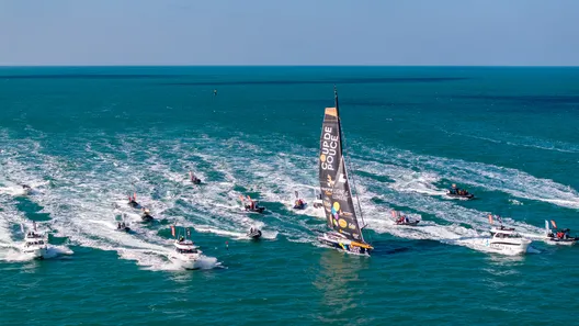 LES SABLES D'OLONNE, FRANCE - 01 MARS 2025 : Le skipper de Coup de Pouce Manuel Cousin (FRA) est photographié à la 31ème place du Vendée Globe, le 01 mars 2025 aux Sables d'Olonne, France - (Photo by Fred Olivier / Nefsea / Alea)