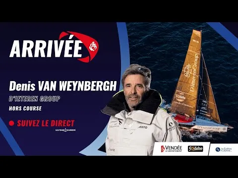 Remontée du chenal de Denis Van Weynbergh, hors course sur le Vendée Globe 2024