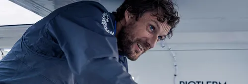 Paul Meilhat à bord de son IMOCA Biotherm