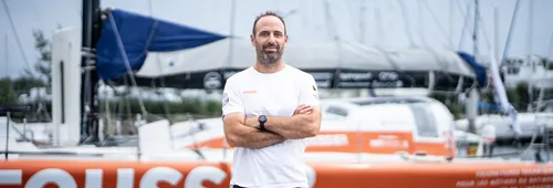 LORIENT, FRANCE - AUGUST 30, 2024 : Foussier skipper Sébastien Marsset (FRA) is pictured on August 30, 2024 in Lorient, France - Photo by Marin LE ROUX - polaRYSE