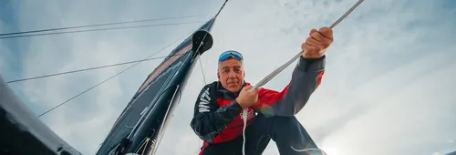 LES SABLES D’OLONNE, FRANCE - OCTOBER 4, 2024 : Coup de Pouce skipper Manuel Cousin (FRA) is pictured on October 4, 2024 in Les Sables d'Olonne, France - Photo by Aimée Studio