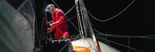 LORIENT, FRANCE - 14 SEPTEMBRE 2024 : Szabolcs Weöres (HUN), skipper de la Nouvelle Europe, est photographié le 14 septembre 2024 à Lorient, France - Photo par Zsombor Kerekes