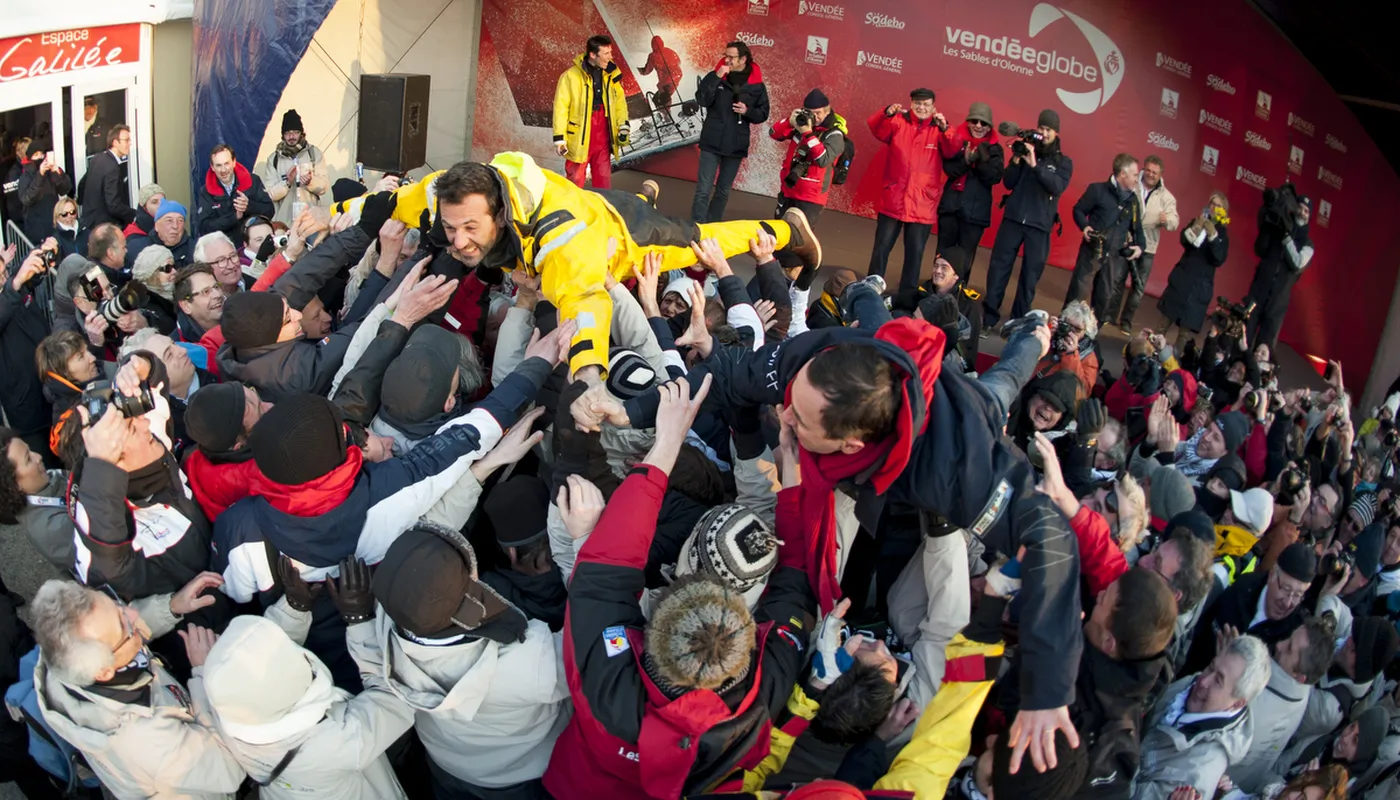 VENDEE GLOBE FINISH FOR ALESSANDRO DI BENEDETTO (ITA) / TEAM PLASTIQUE - 104D 02J 34H 30MN - SLAM WITH BRUNO RETAILLEAU (PDT CG85)