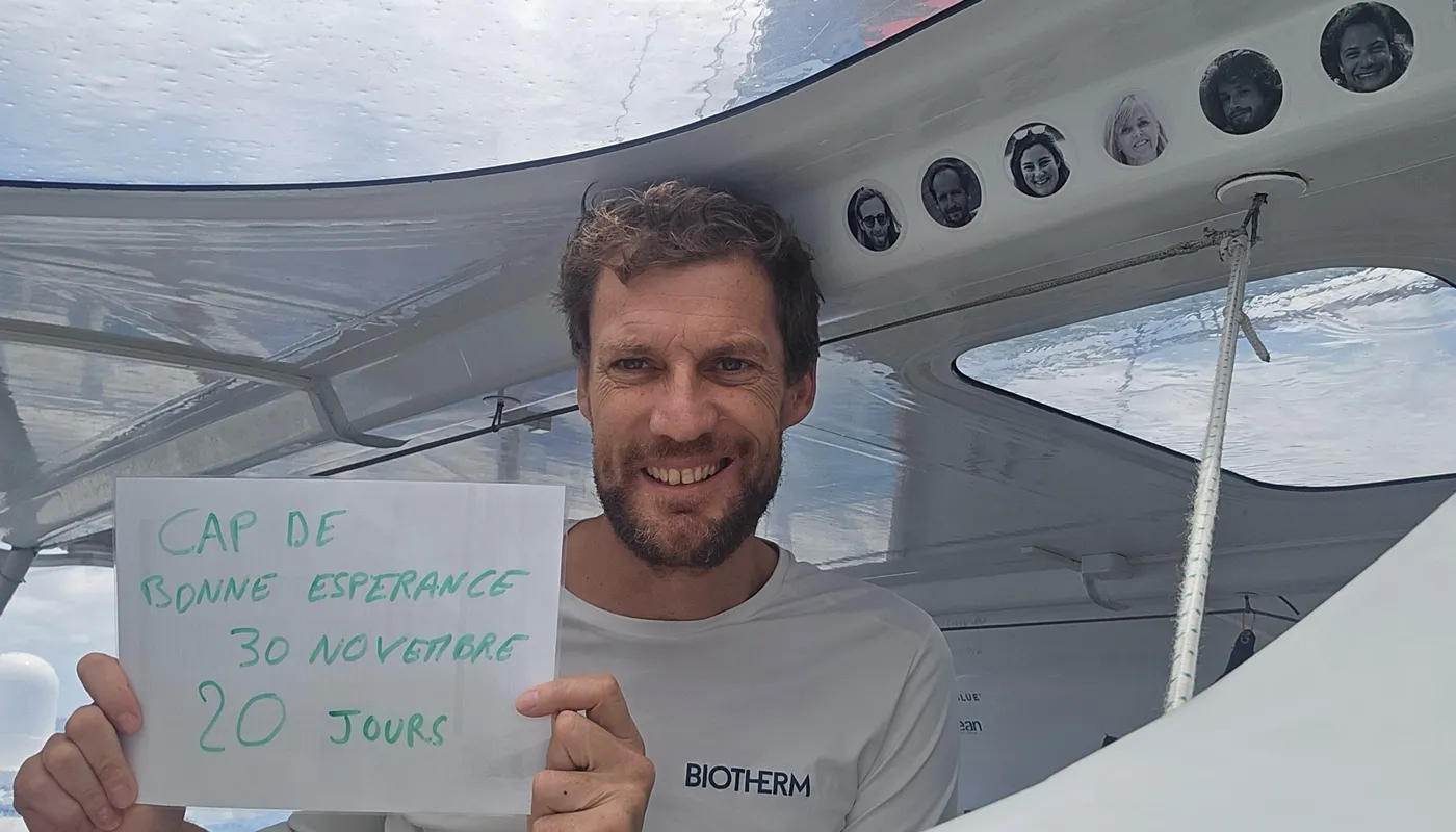 LE 30 NOVEMBRE 2024 : Photo envoyée depuis le bateau Biotherm lors de la course à la voile du Vendée Globe, le 30 novembre 2024. (Photo du skipper Paul Meilhat) Cap de Bonne Espérance