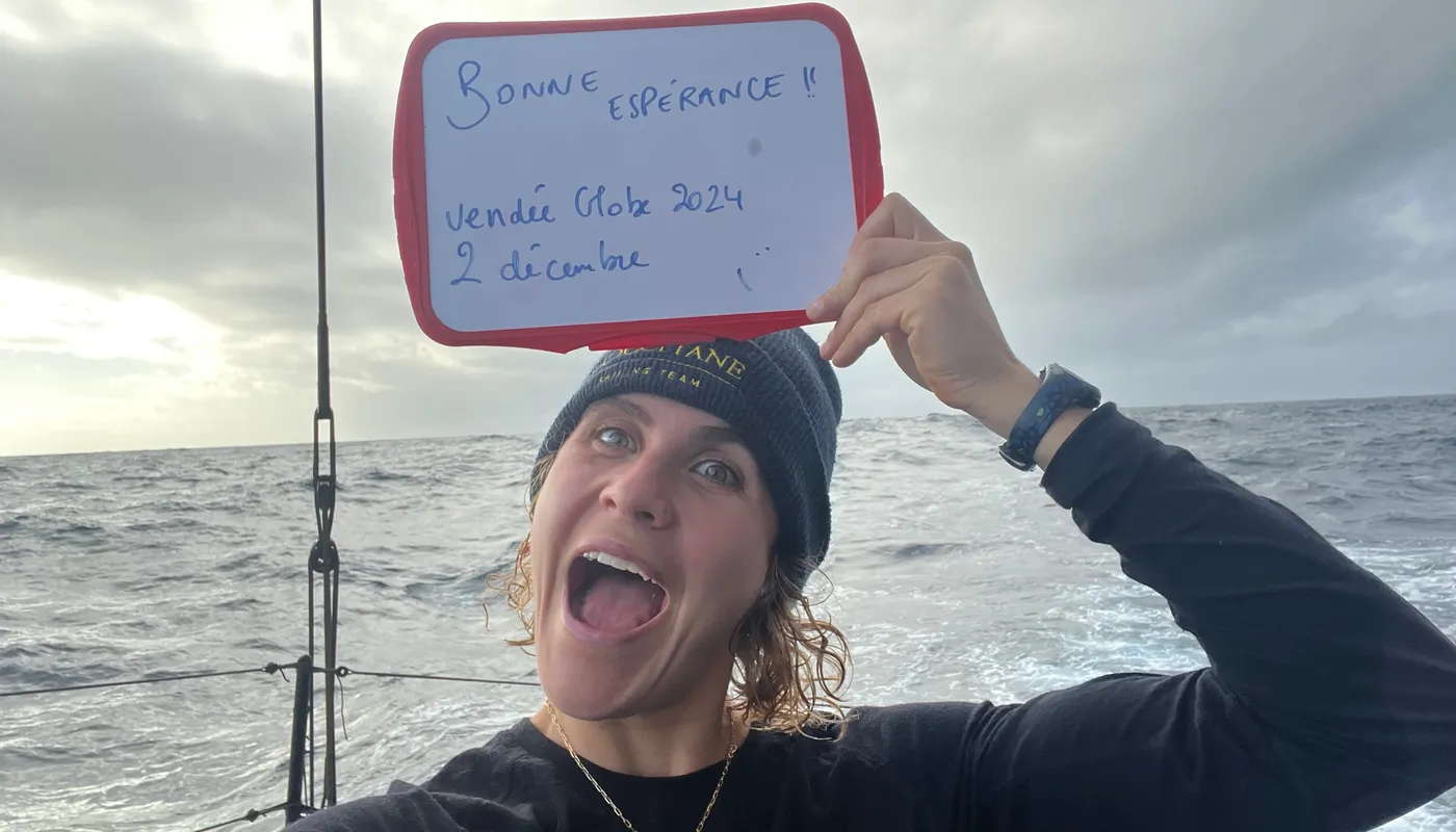 COURSE, 02 DÉCEMBRE 2024 : Photo envoyée depuis le bateau L'Occitane en Provence lors de la course à la voile du Vendée Globe le 02 décembre 2024. (Photo de la skipper Clarisse Crémer)