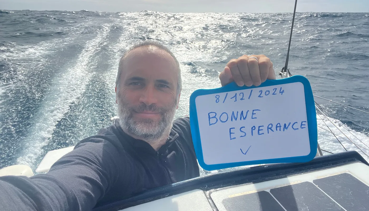 COURSE, 09 DÉCEMBRE 2024 : Photo envoyée depuis le bateau Nexans - Wewise lors de la course à la voile du Vendée Globe le 09 décembre 2024. (Photo du skipper Fabrice Amedeo) Cap de Bonne Espérance