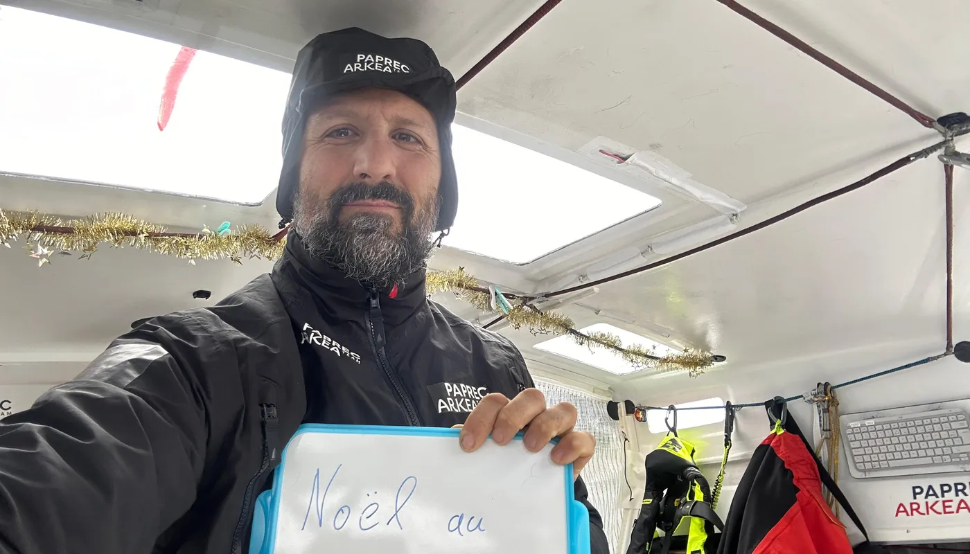 LE 24 DÉCEMBRE 2024 : Photo envoyée depuis le bateau PAPREC ARKÉA lors de la course à la voile du Vendée Globe le 24 décembre 2024. (Photo du skipper Yoann Richomme) Passage du Cap Horn