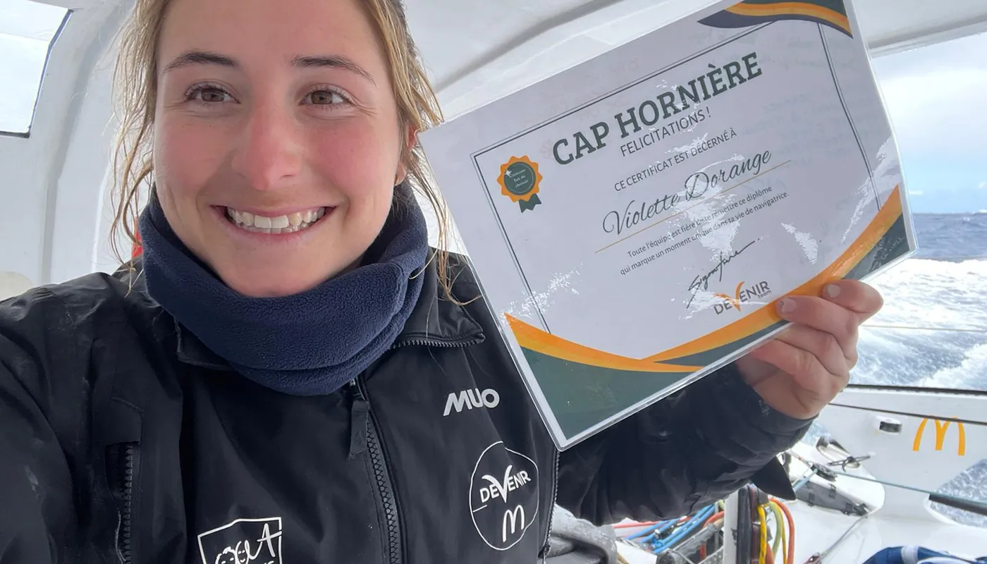 COURSE, 09 JANVIER 2025 : Photo envoyée depuis le bateau DeVenir lors de la course à la voile du Vendée Globe le 09 janvier 2025. (Photo du skipper Violette Dorange) Cap Horn