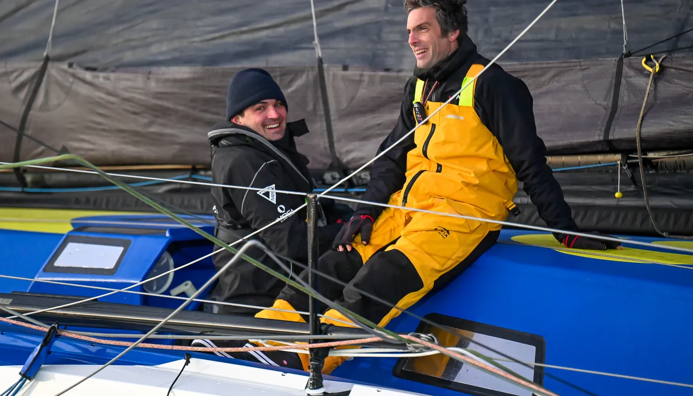 LES SABLES D'OLONNE, FRANCE - 14 JANVIER 2025 : Charlie Dalin (FRA), skipper de MACIF Santé Prévoyance, est photographié après avoir remporté le Vendée Globe 2024, le 14 janvier 2025 aux Sables d'Olonne, France. (Photo Jean-Louis Carli / Alea)