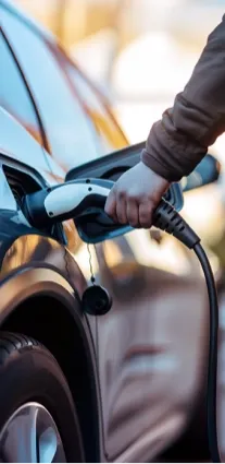 An electric car charging